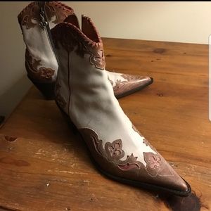 Cream and brown leather boots